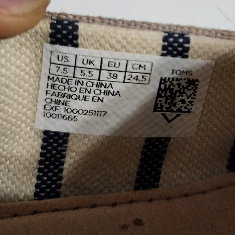 TOMS Women's Alpargata Slip-On Natural Canvas Flats Size 7.5 - Picture 3 of 5